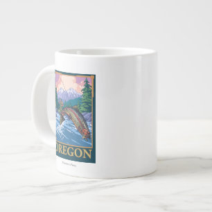 Caneca De Café Grande Cena de Pesca de Voo - Poster de Viagens vintage