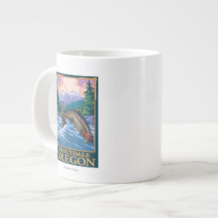 Caneca De Café Grande Cena de Pesca de Voo - Troutdale, Oregon