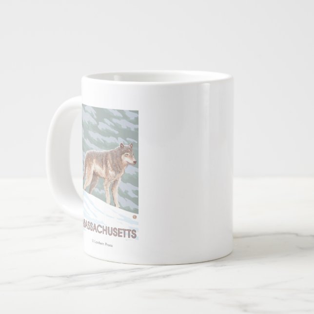 Caneca De Café Grande Cena Massachusetts Wolf (Frente Esquerda)