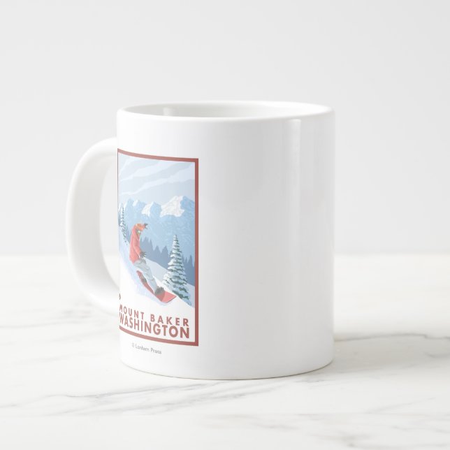 Caneca De Café Grande Cena Snowboarder - Mount Baker, Washington (Frente Esquerda)