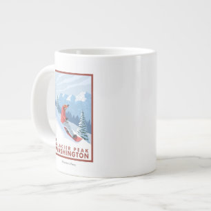 Caneca De Café Grande Cena Snowboarder - Pico de Glacier, Washington