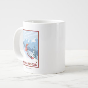 Caneca De Café Grande Cena Snowboarder - Washington