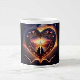 Caneca De Café Grande Cena Surreal Com Casal Adorável Descansando No Cor