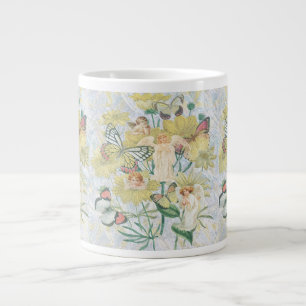 Caneca De Café Grande Cerebais, Borboletas e Flores em Amarelo