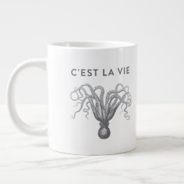 Caneca De Café Grande C'EST LA VIE Octopus Coffee Mug