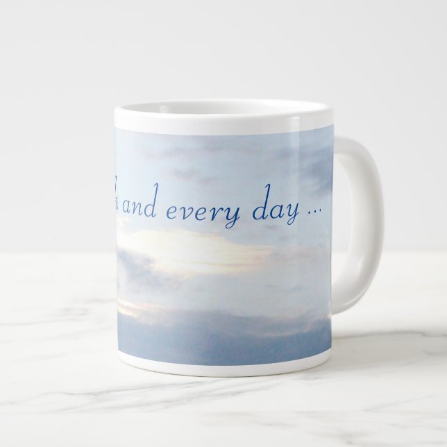 Caneca De Café Grande Céu Azul com Nuvens (Frente Esquerda)