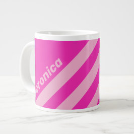 Caneca De Café Grande Céu Rosa Retro Três Listras com Nome