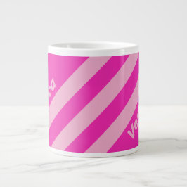 Caneca De Café Grande Céu Rosa Retro Três Listras com Nome