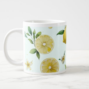 Caneca De Café Grande Chá de Bebê Mediterrâneo Elegante com Flor de Limã