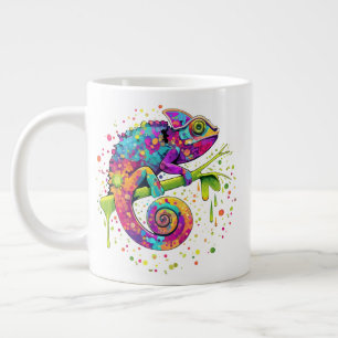 Caneca De Café Grande Chameleon Paint mantém estilo aquarela