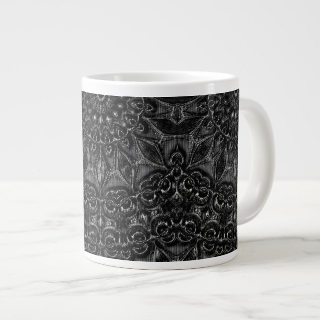 Caneca De Café Grande Charcarvão Mandala (Frente Esquerda)