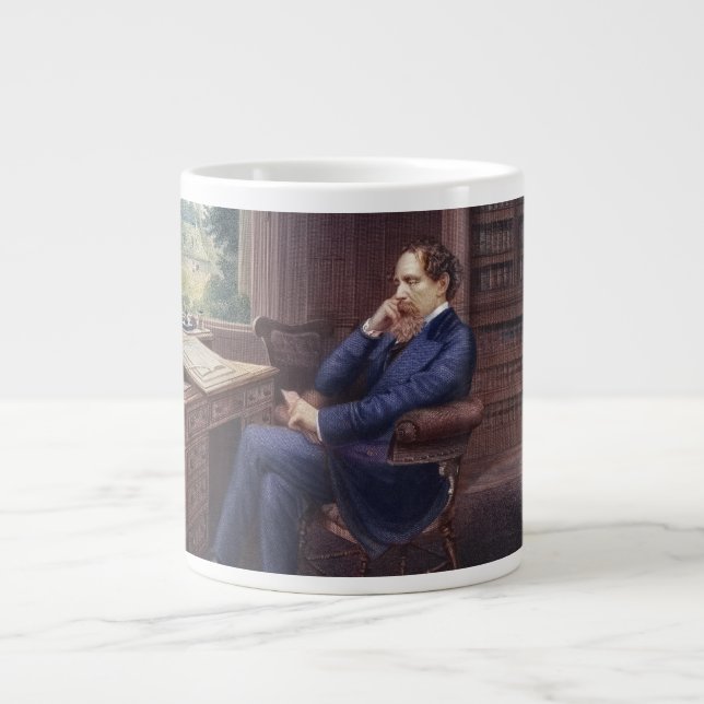 Caneca De Café Grande Charles Dickens em seu estudo (Frente)