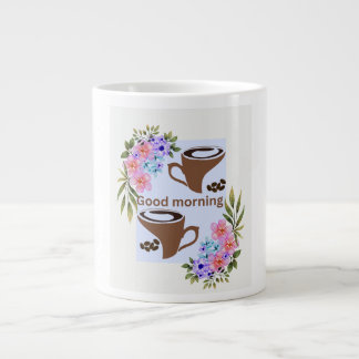 Caneca De Café Grande Charming "Good Morning" Coffee Greeting with Flora