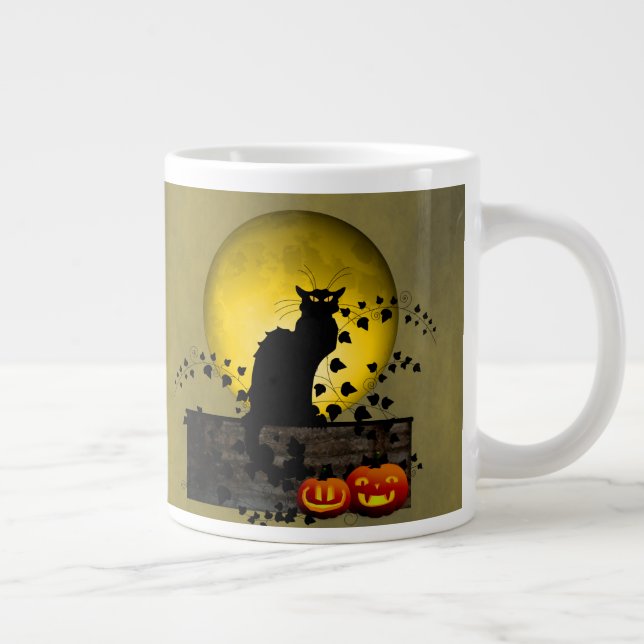 Caneca De Café Grande Chat Noir Halloween (Direita)