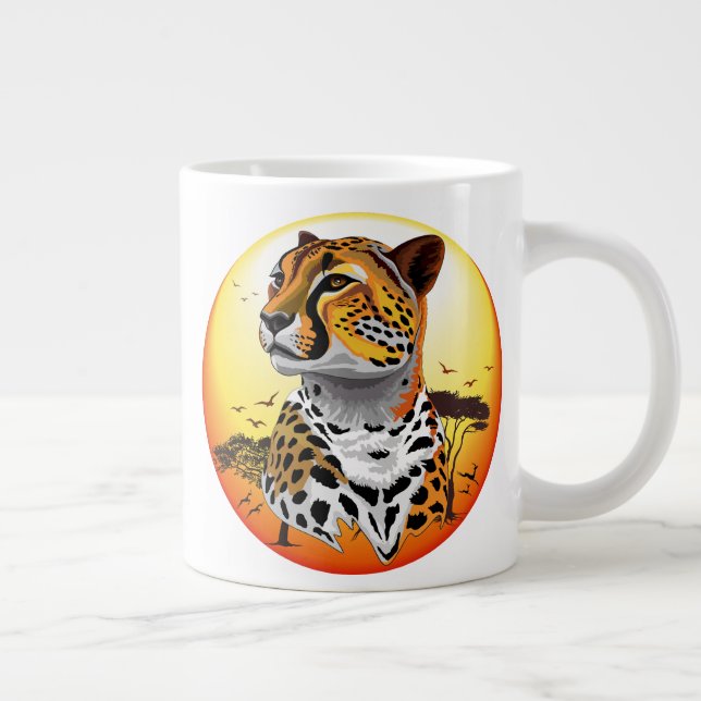 Caneca De Café Grande Cheetah African Feline Wild Animal (Direita)