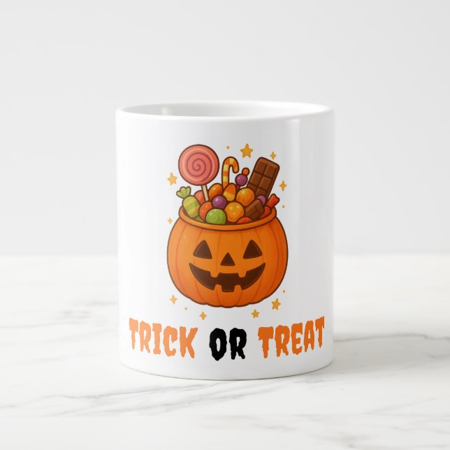 Caneca De Café Grande Cheio de abóbora - Halloween (Frente)