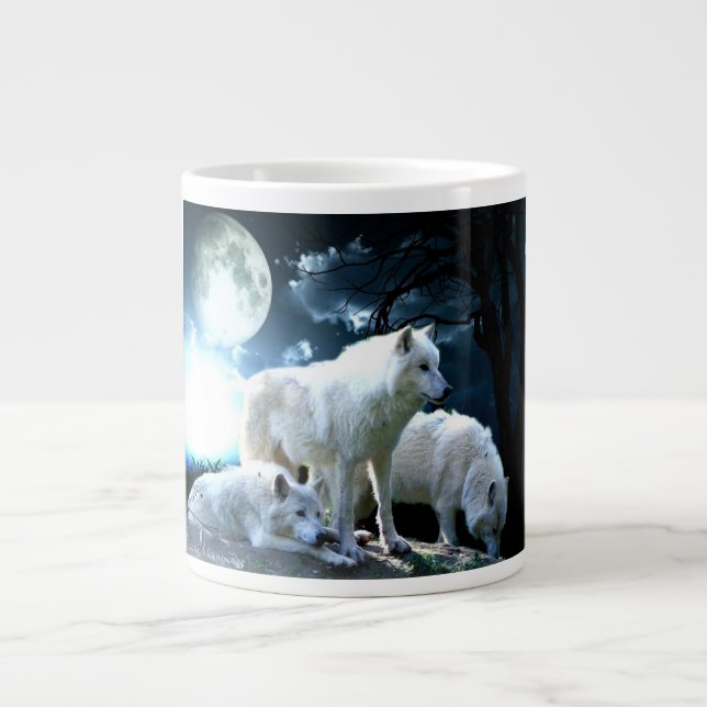 Caneca De Café Grande Cheio Wolf Moon (Frente)