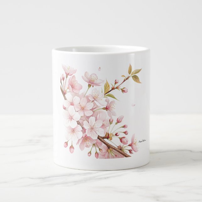 Caneca De Café Grande Cherry Blossom Floral Speciality Mug  (Frente)