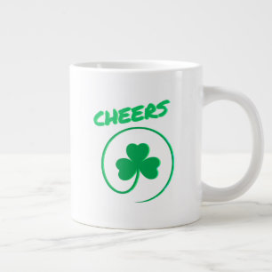 Caneca De Café Grande Chever Shamrock Dia de São Patrício Verde irland