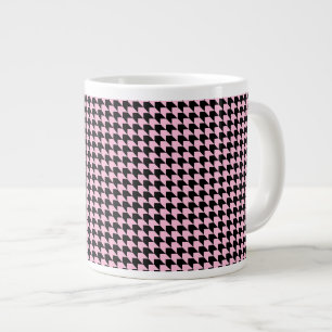 Caneca De Café Grande Chevron checa rosa e preto