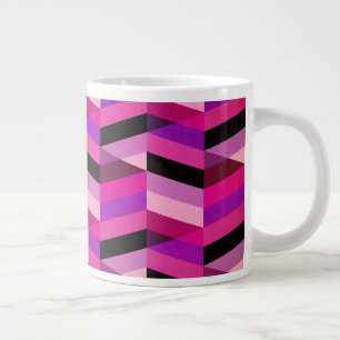 Caneca De Café Grande Chevron/Herringbone Abstrato Roxos e Violeta