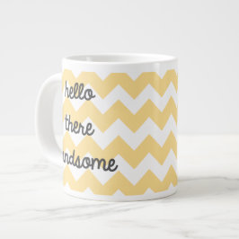 Caneca De Café Grande Chevron Jumbo Mug "Olá Lá Bonito"