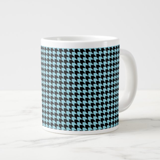 Caneca De Café Grande Chevron verifica céu e preto (Frente Esquerda)