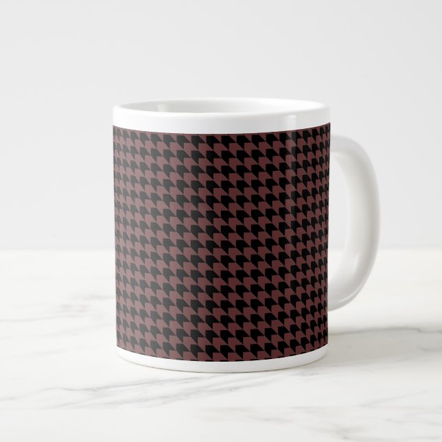 Caneca De Café Grande Chevron verifica marrom e preto (Frente Esquerda)