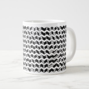 Caneca De Café Grande Chevron Zebra Black e Cinzas