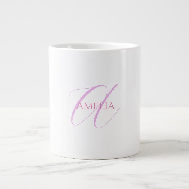 Caneca De Café Grande Chic Name Monograma - Letra Inicial Calliografia (Frente)