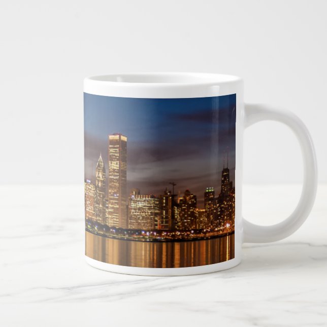 Caneca De Café Grande Chicago Skyline À Noite (Direita)