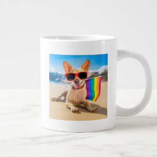 Caneca De Café Grande Chihuahua Dog na praia