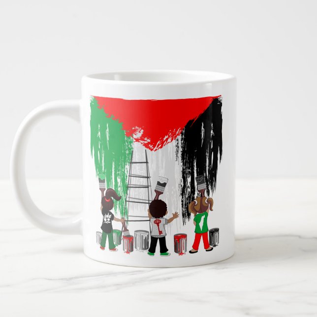 Caneca De Café Grande Children of Gaza Painting Palestine Flag  (Esquerda)