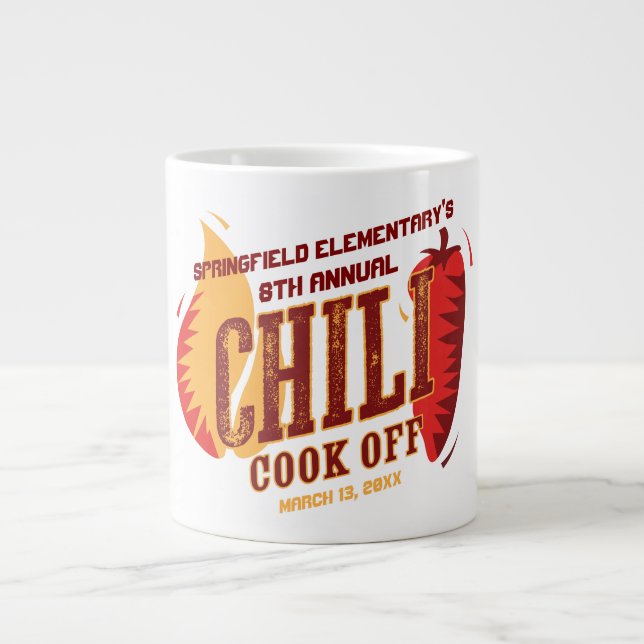 Caneca De Café Grande Chili Cook Off | Concurso de CHURRASCO (Frente)