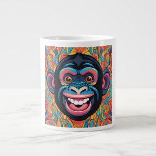 Caneca De Café Grande Chimpanzé Engraçado e Louco
