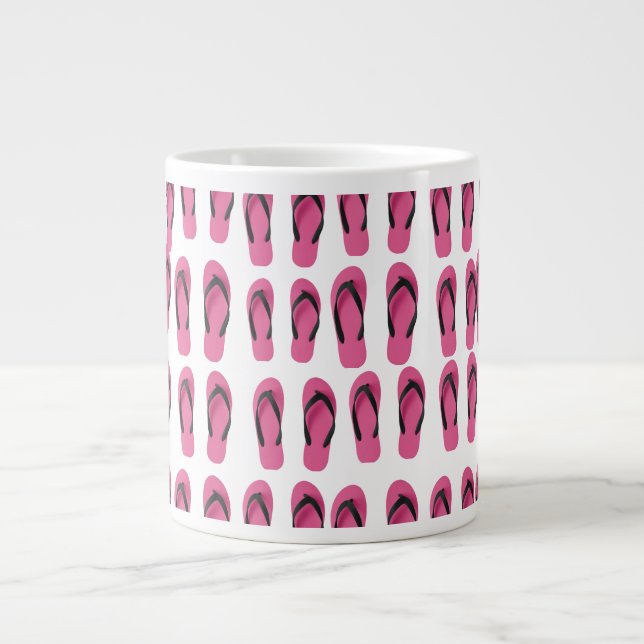 Caneca De Café Grande Chinelos Rosa de Dedo (Frente)
