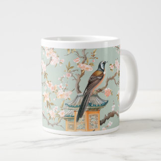 Caneca De Café Grande Chinoiserie Bird & Blossom Mug Em Sage & Peach