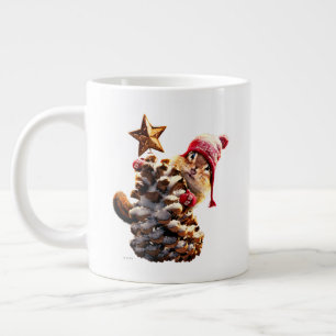 Caneca De Café Grande Chipmunk Com Pine Cone Tree