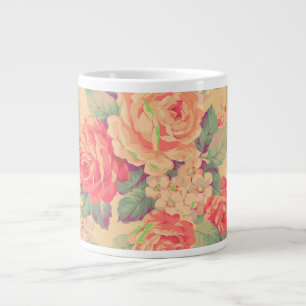 Caneca De Café Grande Chique Vintage Rosa Floral