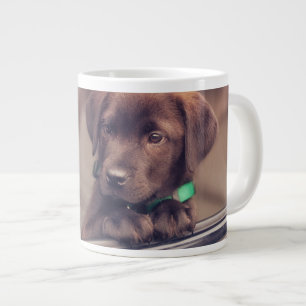 Caneca De Café Grande Chocolate Labrador Pupido No Carro