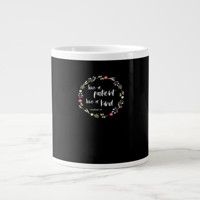Caneca De Café Grande Christian Bible Verse Love Is Patient Love Is Kind (Frente)