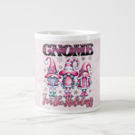 Caneca De Café Grande 🎄 Christmas + Gnomes + Pink Aesthetic + Holiday