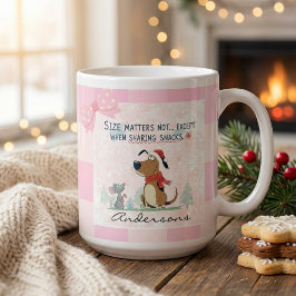 Caneca De Café Grande Christmas pink Plaid Cartoon illustration funny
