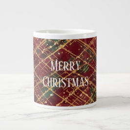 Caneca De Café Grande Christmas, Red Gold Green ,White Merry Christmas G