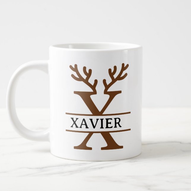 Caneca De Café Grande Christmas Reindeer holiday Mug, Custom winter  (Esquerda)