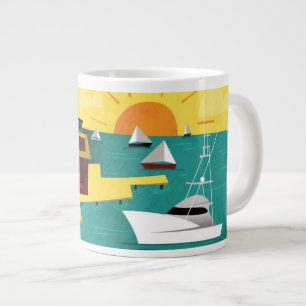 Caneca De Café Grande Cidade de Abstrato Port