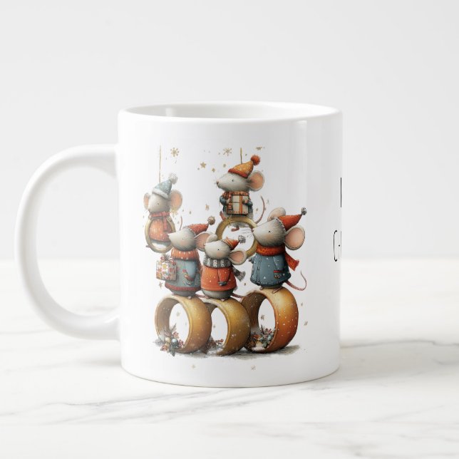 Caneca De Café Grande Cinco Argolas de Ouro Fantasiosas 12 Dias de Natal (Esquerda)