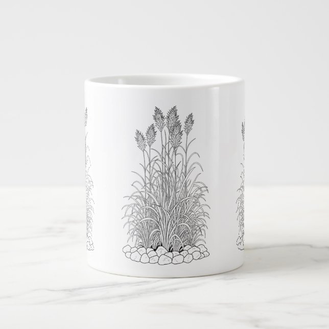 Caneca De Café Grande Cinna arundinacea - Erva de Madeira - Planta Nativ (Frente)