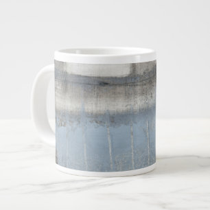 Caneca De Café Grande Cinza abstrato e pintura azul