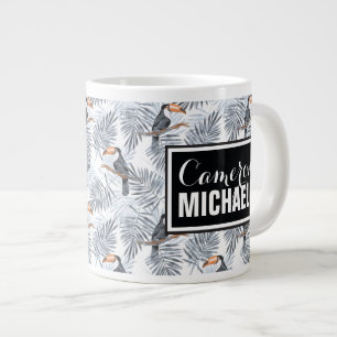 Caneca De Café Grande Cinza  Adicione Seu Nome